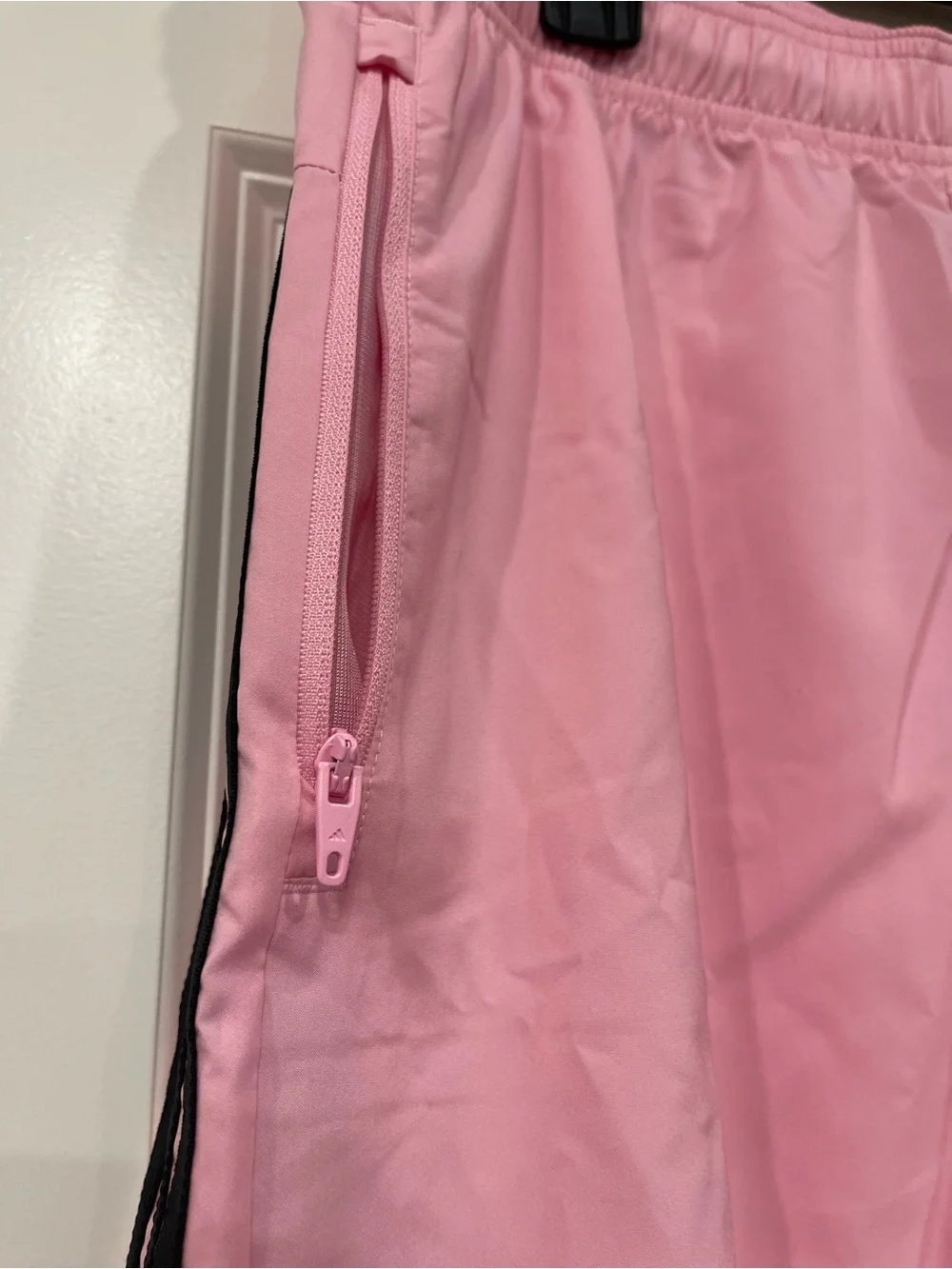adidas Pink Athletic Shorts with Black Stripe Detail